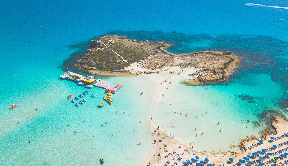 Bird's eye view of a beach in Cyprus