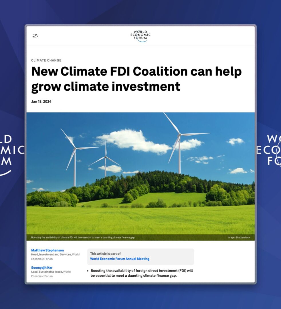 Climate FDI Coalition can help grow climate investment
