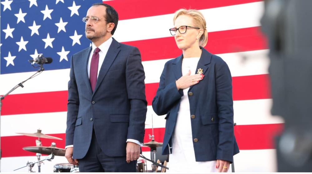 Cyprus President Nikos Christodoulides and US Ambassador Julie Davis