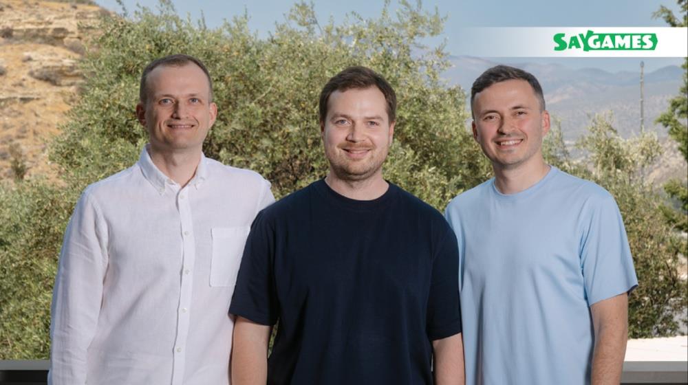 SayGames co-founders, CEO Yegor Vaikhanski, CTO Andrei Sokal, and COO Denis Vaikhanski.