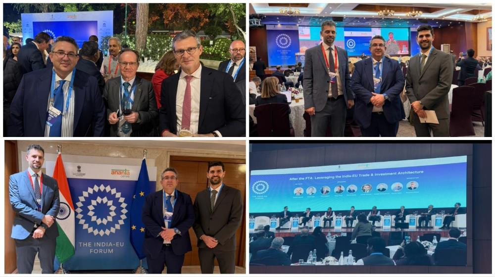Cyprus Chief Scientist Demetris Skourides and delegation at the EU–India Forum in New Delhi, February 2026.