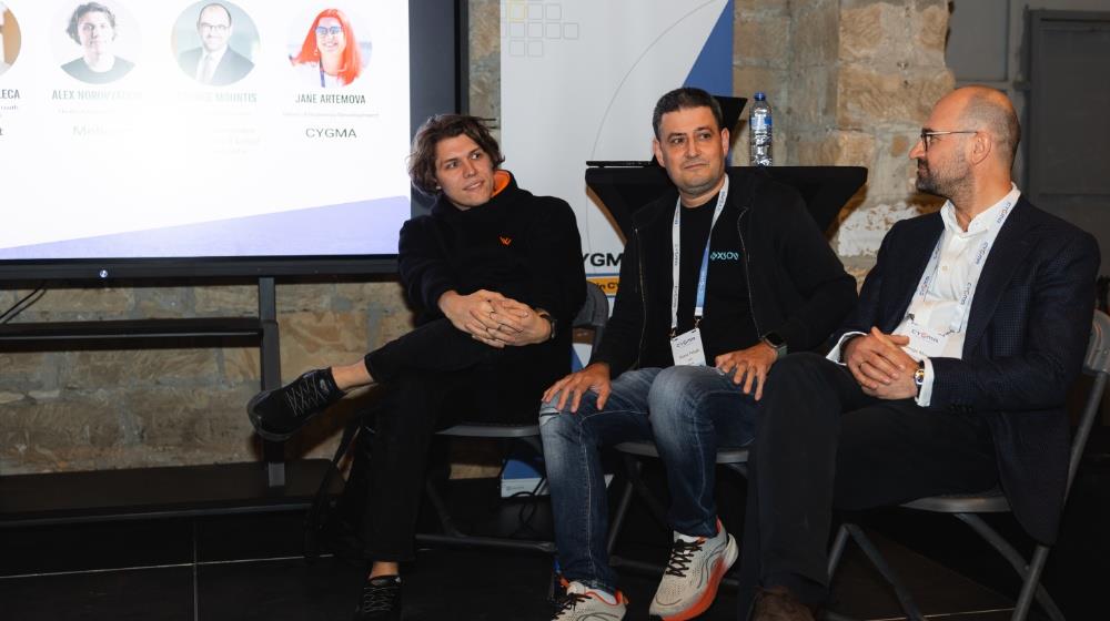 Panellists from Unlimit, Xsolla, and Chrysostomides at the CYGMA "Game Development in Cyprus: Partner Perspectives" roundtable, Warehouse Limassol, 24 March 2026, exploring investment and growth opportunities in Cyprus's gaming ecosystem.